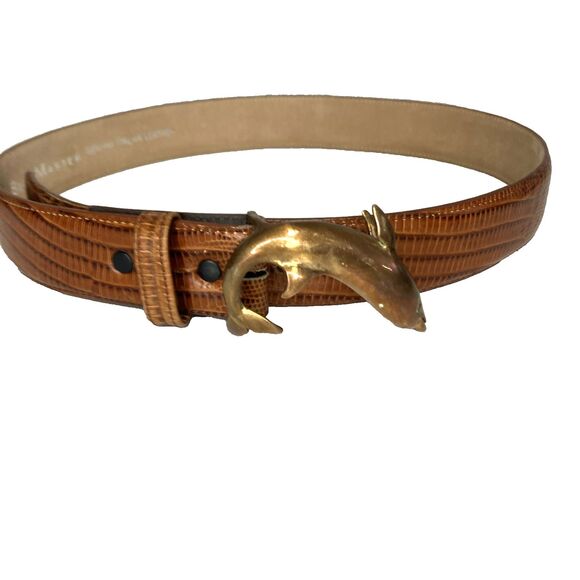 New Belt Master Genuine Leather Men’s Belt added Brass Dolphin Closing Piece 31 - Picture 1 of 16